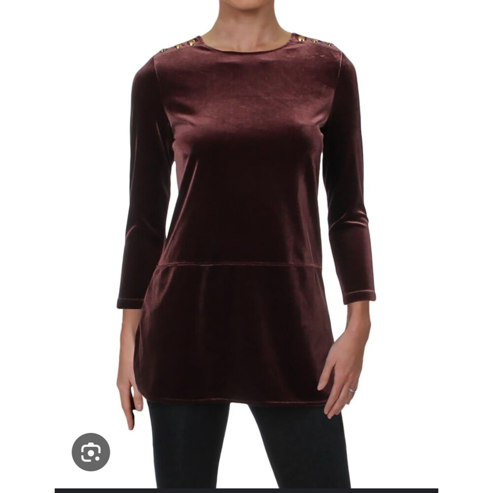 Lauren Ralph Lauren Purple Georgette-velvet tunic top size small